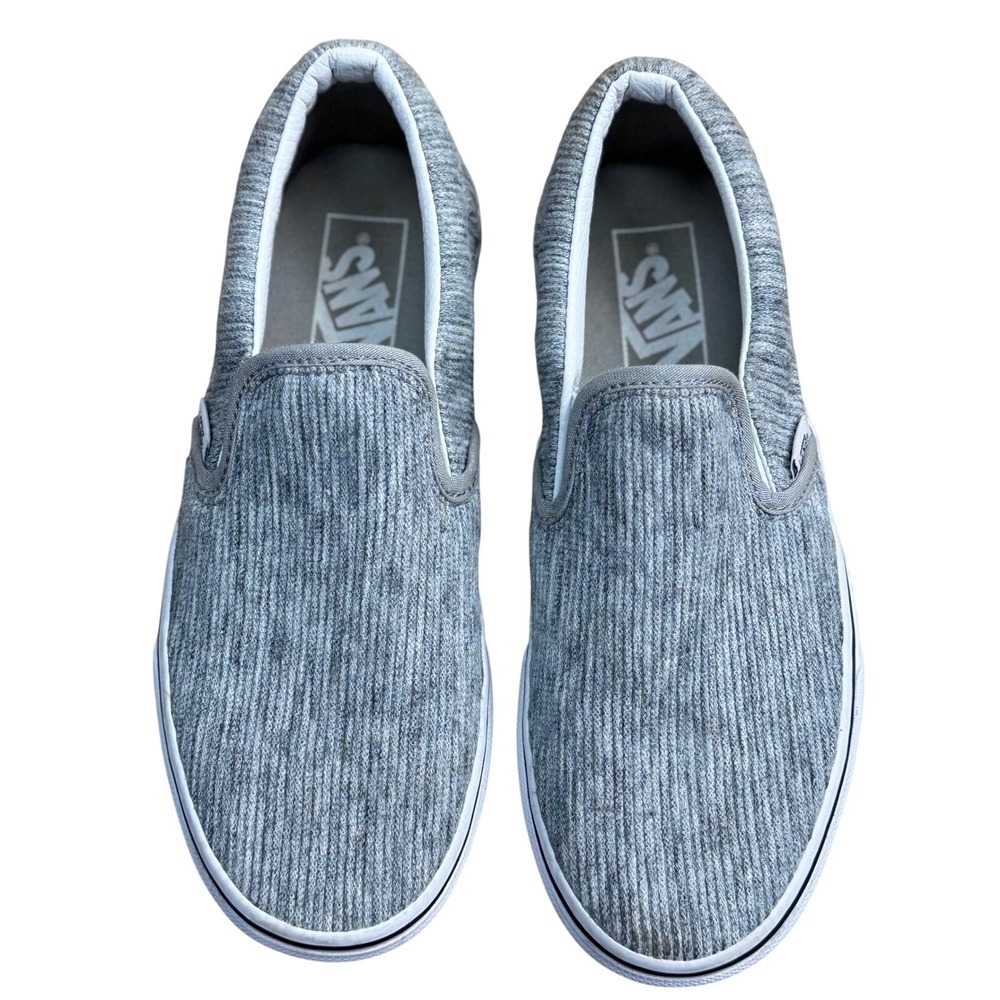 Vans Ribbed Knit Slip On Sneakers Womens 7.0 Grey Casual Skate Streetwear